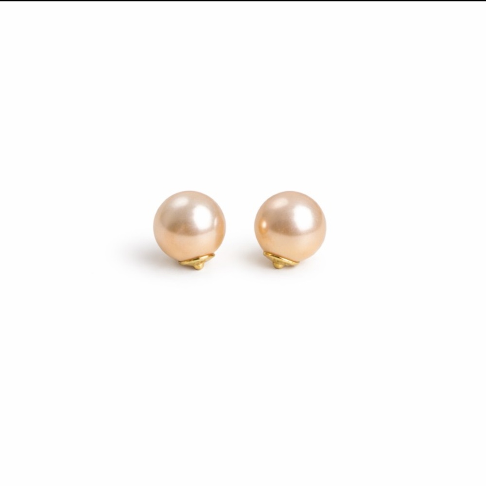 🌹FREE w/purchase Elegant champagne Gold Pearl Stud Earrings